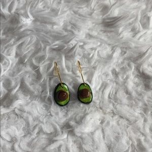 Clay avocado earrings